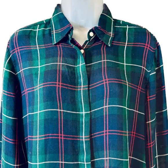Lauren Ralph Lauren Women's Black Label Size M Tartan Plaid Button Down Shirt - Picture 2 of 11